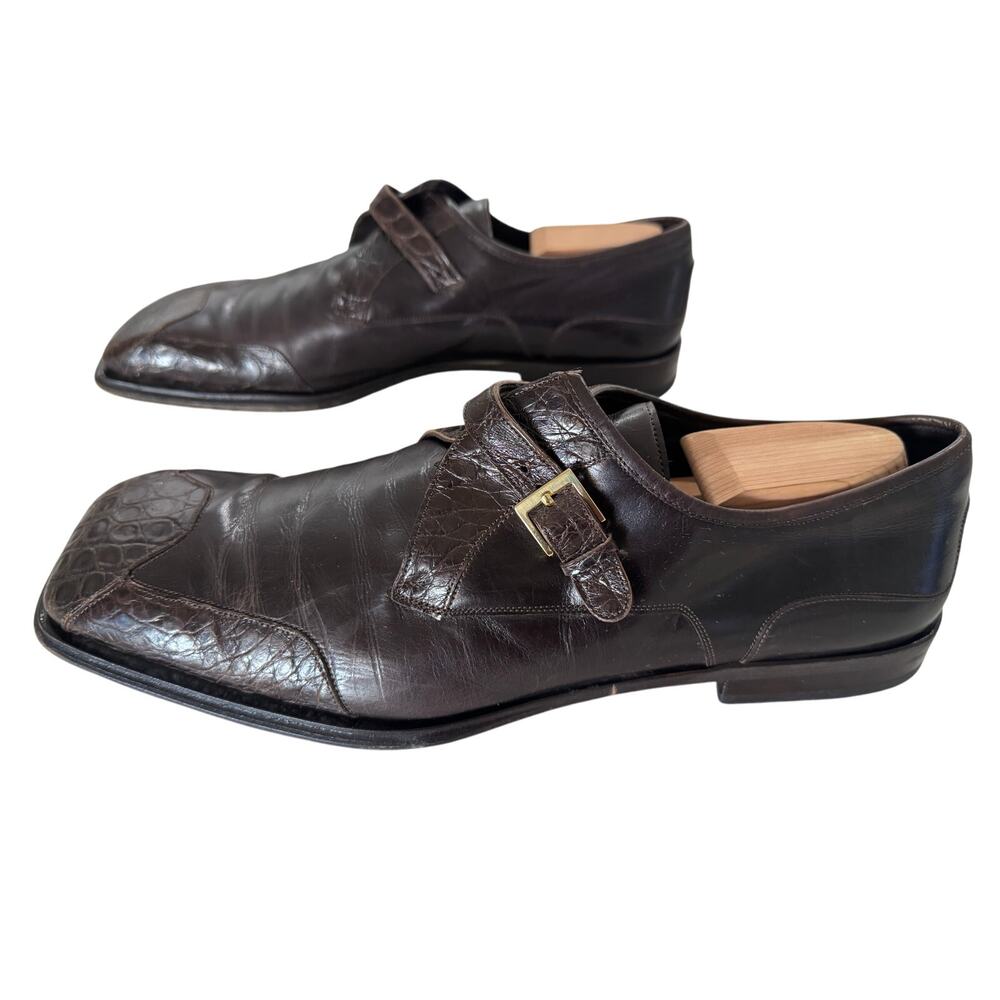 Paolo De Marco Crocodile Dark Brown Dress Shoes Single Strap Men’s Size 16 M